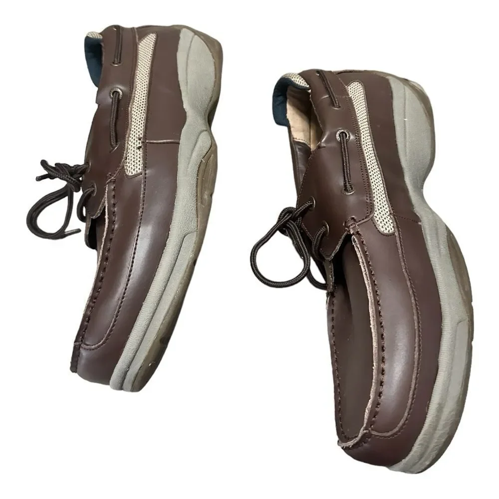 Ped-Lite Men's Neuropathy Boat Shoe - Oliver brown leather size 11.5M